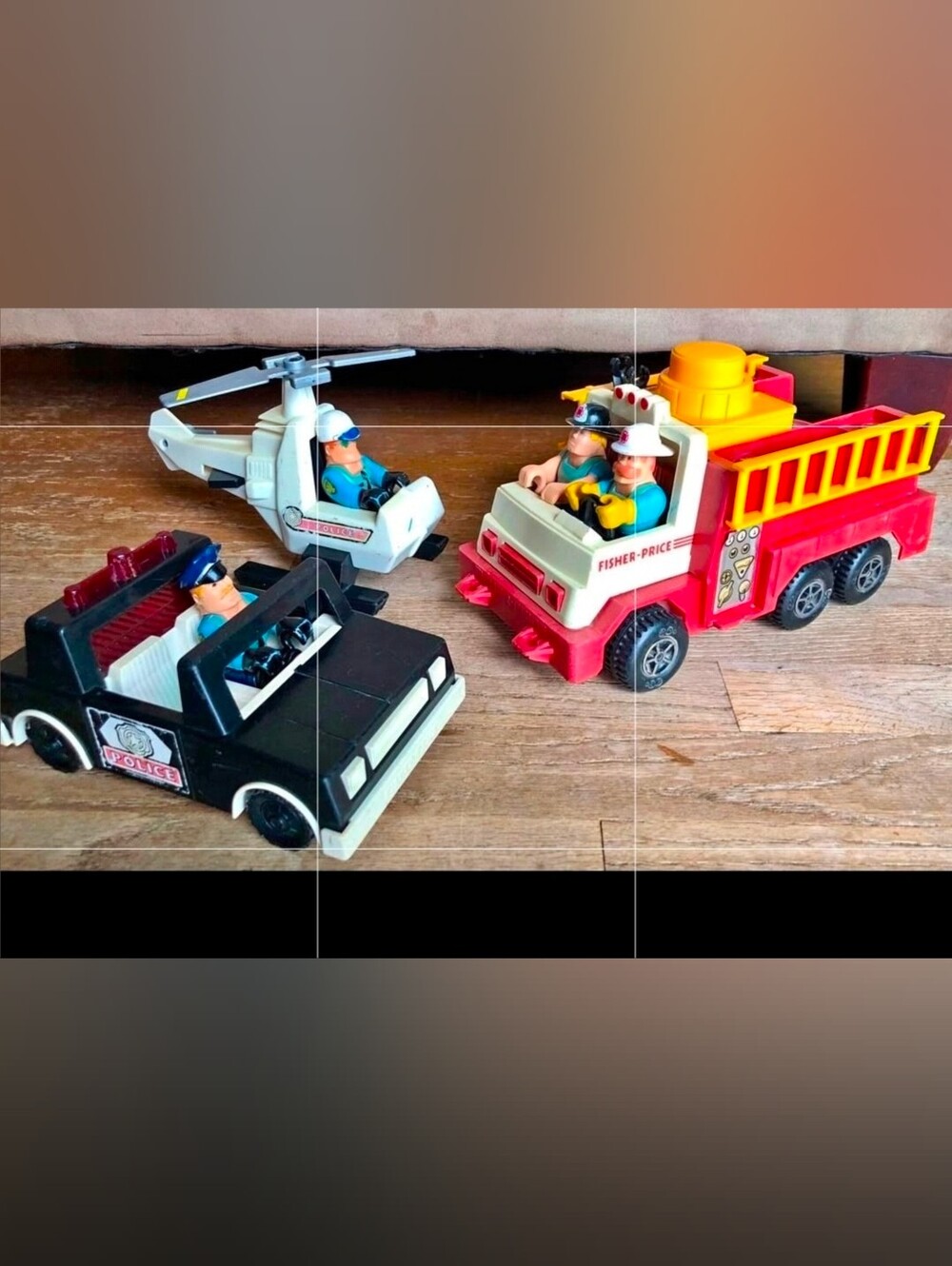 Vintage 1980s Fisher-Price Husky Helpers Emergency Patrol Vehicles And Men